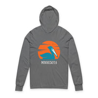 Load image into Gallery viewer, Coastal Sunset Pelican Hoodie, Beachwear, Unisex Tee, Gift for Ocean Lovers, Summer Vacation Top, Relaxed Fit Pullover
