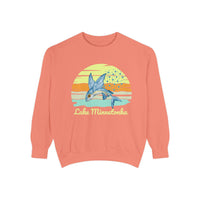 Load image into Gallery viewer, Lake Minnetonka Garment-Dyed Sweatshirt, Cozy Beach Sweatshirt, Unisex Lazy Day Wear, Spring &amp; Summer Apparel, Gift for Nature Lovers
