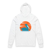 Load image into Gallery viewer, Coastal Sunset Pelican Hoodie, Beachwear, Unisex Tee, Gift for Ocean Lovers, Summer Vacation Top, Relaxed Fit Pullover
