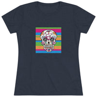 Load image into Gallery viewer, Zia Sugar Skull Women&#39;s Tri-Blend Tee

