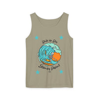 Load image into Gallery viewer, Ride or Die Surf Tank Top, Unisex Summer Apparel, Beachwear, Vacation Outfit, Gift for Surfers, Casual Tank Top
