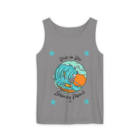 Load image into Gallery viewer, Ride or Die Surf Tank Top, Unisex Summer Apparel, Beachwear, Vacation Outfit, Gift for Surfers, Casual Tank Top

