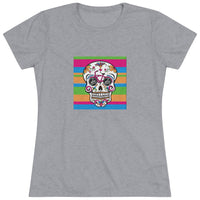 Load image into Gallery viewer, Zia Sugar Skull Women&#39;s Tri-Blend Tee
