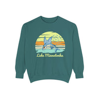 Load image into Gallery viewer, Lake Minnetonka Garment-Dyed Sweatshirt, Cozy Beach Sweatshirt, Unisex Lazy Day Wear, Spring &amp; Summer Apparel, Gift for Nature Lovers
