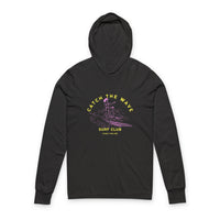 Load image into Gallery viewer, Catch the Wave Unisex Hooded Long Sleeve Tee | Surf Club Apparel, Beachwear, Casual Outfit, Gift for Surfers, Summer Style
