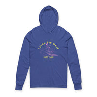 Load image into Gallery viewer, Catch the Wave Unisex Hooded Long Sleeve Tee | Surf Club Apparel, Beachwear, Casual Outfit, Gift for Surfers, Summer Style
