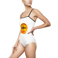 Load image into Gallery viewer, Vibrant Sunset Surfing Women's One-Piece Swimsuit | Beach Ready, Summer Fashion, Swimwear, Vacation Outfit, Pool Party Must-Have
