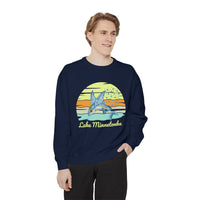 Load image into Gallery viewer, Lake Minnetonka Garment-Dyed Sweatshirt, Cozy Beach Sweatshirt, Unisex Lazy Day Wear, Spring &amp; Summer Apparel, Gift for Nature Lovers
