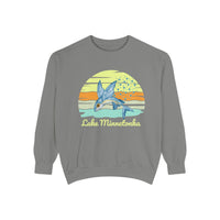 Load image into Gallery viewer, Lake Minnetonka Garment-Dyed Sweatshirt, Cozy Beach Sweatshirt, Unisex Lazy Day Wear, Spring &amp; Summer Apparel, Gift for Nature Lovers
