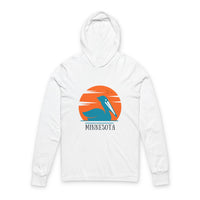 Load image into Gallery viewer, Minnesota Pelican Unisex Hooded Long Sleeve Tee, Perfect for Outdoor Adventures, Gift for Nature Lovers, Travel Souvenir, Casual Wear, [...]
