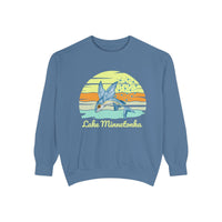 Load image into Gallery viewer, Lake Minnetonka Garment-Dyed Sweatshirt, Cozy Beach Sweatshirt, Unisex Lazy Day Wear, Spring &amp; Summer Apparel, Gift for Nature Lovers
