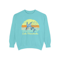 Load image into Gallery viewer, Lake Minnetonka Garment-Dyed Sweatshirt, Cozy Beach Sweatshirt, Unisex Lazy Day Wear, Spring &amp; Summer Apparel, Gift for Nature Lovers
