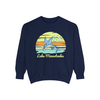 Load image into Gallery viewer, Lake Minnetonka Garment-Dyed Sweatshirt, Cozy Beach Sweatshirt, Unisex Lazy Day Wear, Spring &amp; Summer Apparel, Gift for Nature Lovers
