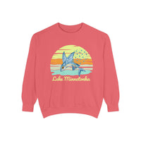 Load image into Gallery viewer, Lake Minnetonka Garment-Dyed Sweatshirt, Cozy Beach Sweatshirt, Unisex Lazy Day Wear, Spring &amp; Summer Apparel, Gift for Nature Lovers
