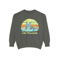 Load image into Gallery viewer, Lake Minnetonka Garment-Dyed Sweatshirt, Cozy Beach Sweatshirt, Unisex Lazy Day Wear, Spring &amp; Summer Apparel, Gift for Nature Lovers
