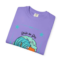 Load image into Gallery viewer, Ride or Die Surf T-Shirt, Unisex Graphic Tee for Beach Lovers, Perfect for Summer, Surfing Gifts, Coastal Vibes, Casual Wear
