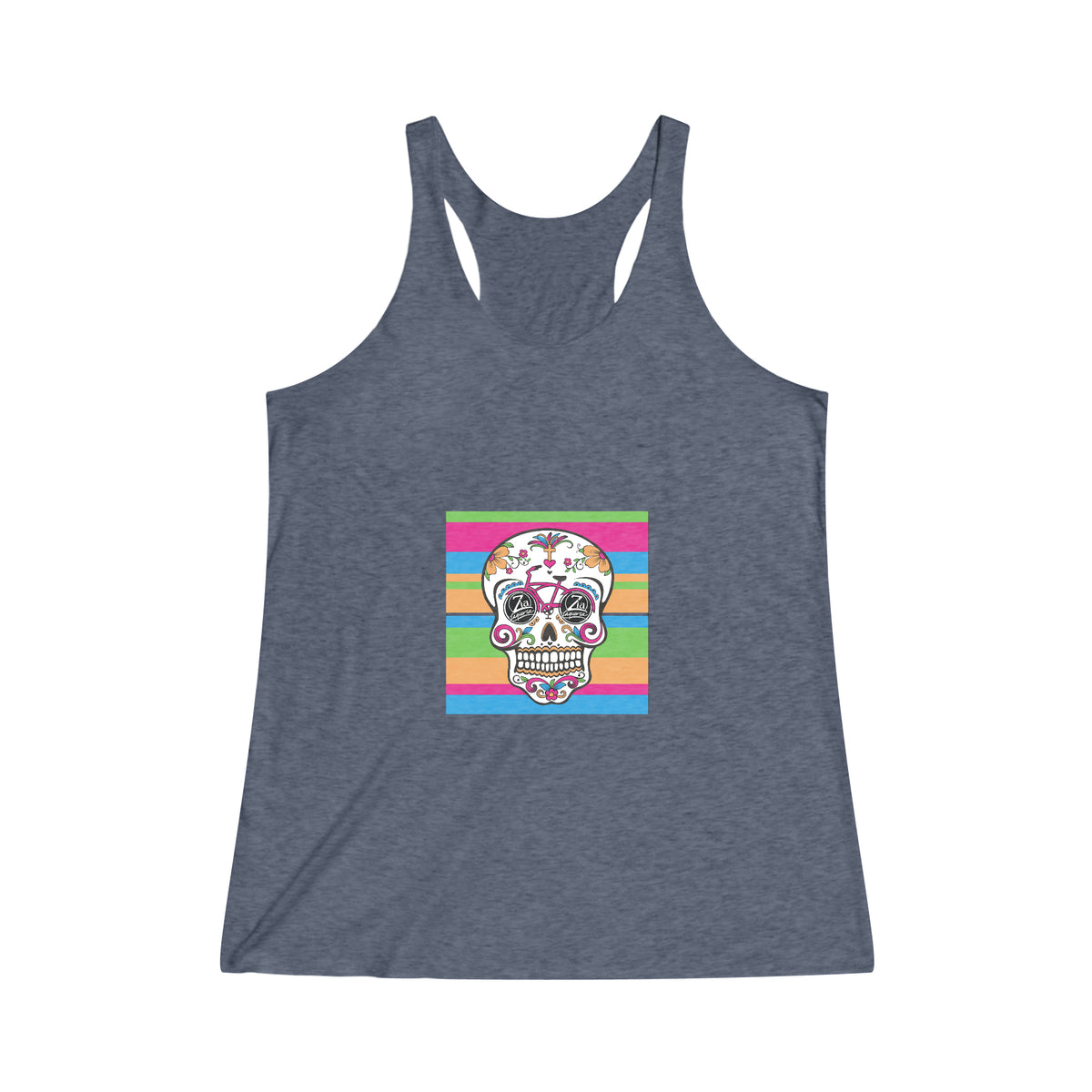 Zia Sugar Skull Women's Tri-Blend Racerback Tank
