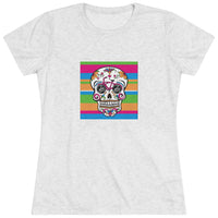 Load image into Gallery viewer, Zia Sugar Skull Women&#39;s Tri-Blend Tee
