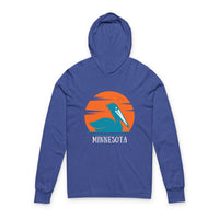 Load image into Gallery viewer, Coastal Sunset Pelican Hoodie, Beachwear, Unisex Tee, Gift for Ocean Lovers, Summer Vacation Top, Relaxed Fit Pullover
