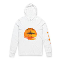 Load image into Gallery viewer, Retro Surfing Unisex Hooded Long Sleeve Tee, Ideal for Beach Days, Summer Vacations, Gift for Surfers, Travel Adventurers, Casual Wear
